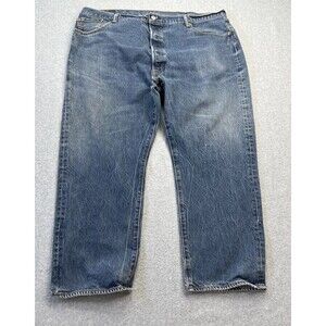 Levis Mens Orginal 501 Button Fly Jeans 46x30 Blue (44x27.5) Straight Leg